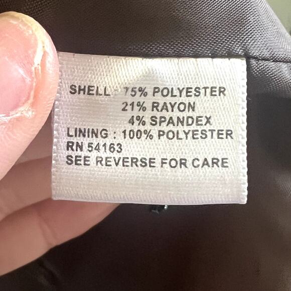 CK Calvin Klein Women's Professional Brown Stretch Blazer, Zip Pockets, Size 10 - Picture 12 of 13